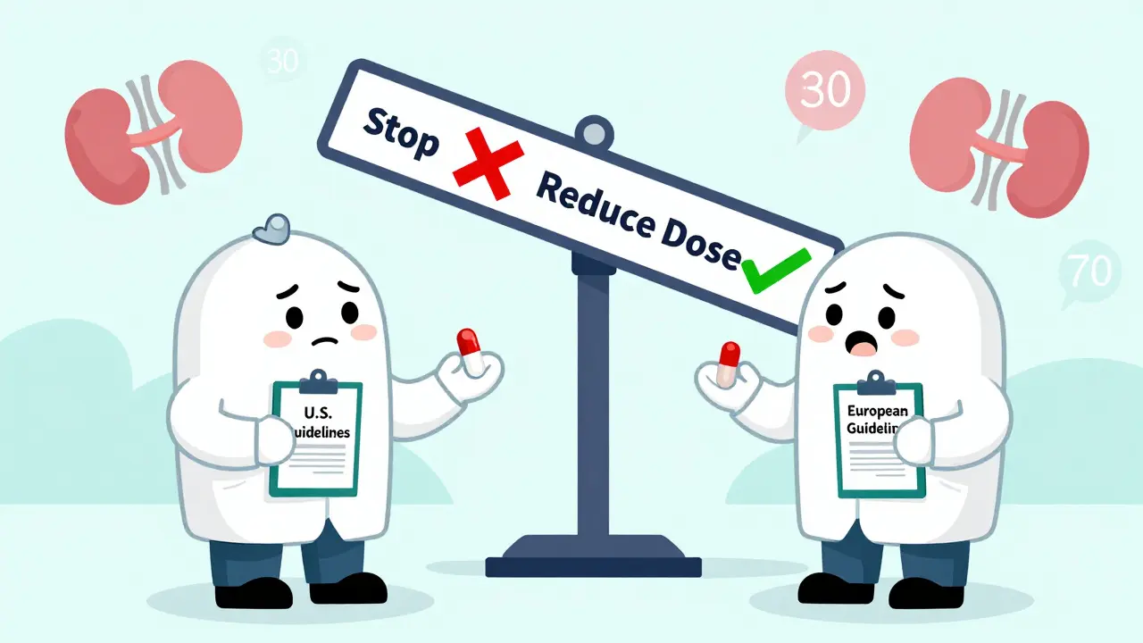 Two doctors argue over conflicting guidelines for blood thinner use during COVID treatment, with kidney function numbers floating around a patient.