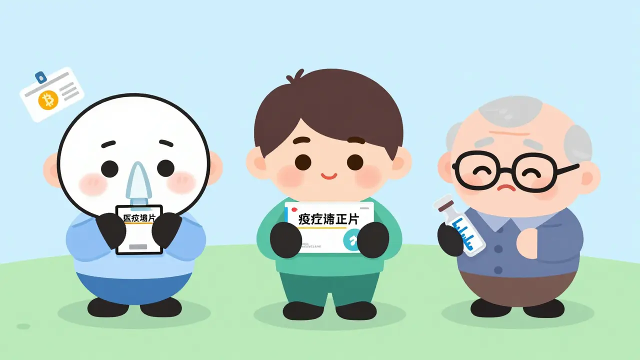 Cute characters holding various behind-counter meds