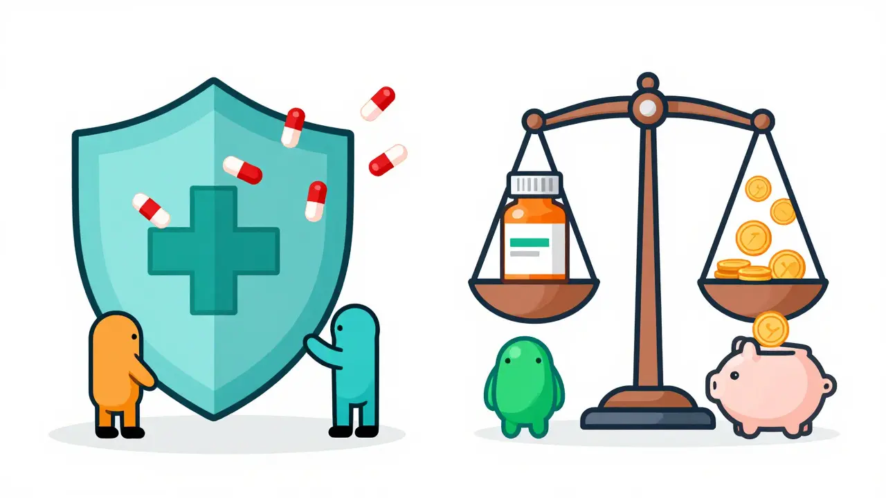 Illustration explaining clinical safety and cost control in insurance