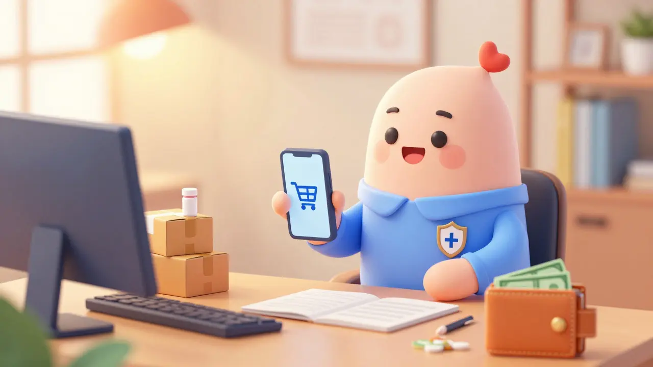Person using phone to buy safe, affordable bulk medication online